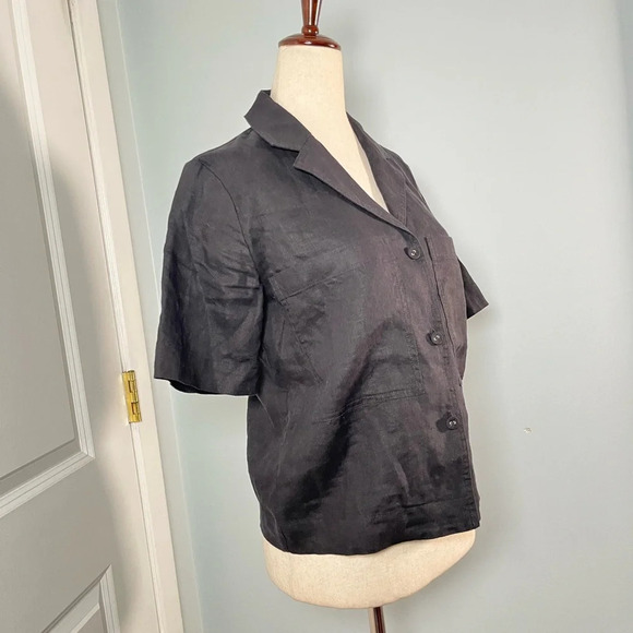 Everlane The Linen Workwear Shirt in black size XXS - Picture 6 of 10